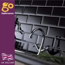 Image of Black Metro Ceramic Wall Tile Subway Bulk Buy 10m² 20m² 30m² 100x200mm