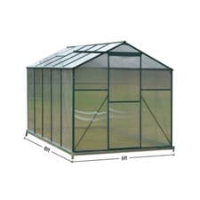 Image of Walk-In Greenhouse 4x6/6x6/8x6/10x6FT Polycarb Panel Aluminium Frame Door Window