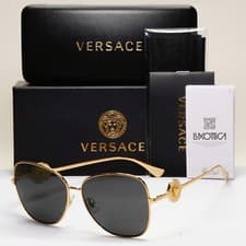 Image of Versace Sunglasses Gold Medusa Metal Black Square Large MOD VE 2256 1002/87 60mm