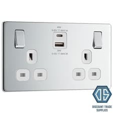 Image of BG Nexus Polished Chrome Screwless Flatplate Switches & Sockets White Inserts