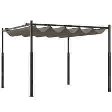 Image of Outsunny 3 x 3(m) Pergola with Retractable Roof, 80mm Metal Column, Grey
