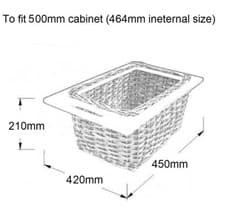 Image of Wicker Pull Out Basket Kitchen Cabinet with Front Handle and Wood Runners