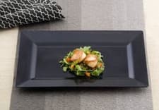 Image of 20 x Black Plastic Party Rectangular Plates Platters - 19cm x 14cm