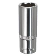 Image of Sealey WallDrive Socket 17mm Deep 3/8"Sq Drive Fully Polished Socket - SP3817D