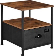 Image of Nightstand Bedside Table with Storage Fabric Drawer Dresser 47x41cm