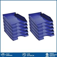 Image of Durable Eco A4+ Letter Trays Stackable Midnight Blue 34.5x25.5x6.5cm Set of 10