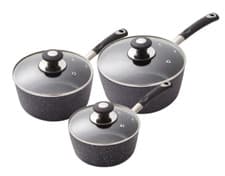 Image of Tower T900111 Precision 3 Piece Pans Set Black, Non-Stick, Forged Aluminium
