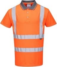 Image of Portwest RT22 Mens Hi Vis Polo Shirt. Short Sleeve Reflective Safety Orange