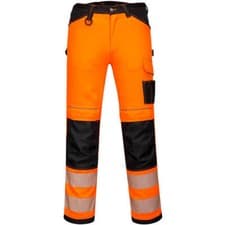 Image of Portwest PW3 Womens Hi Vis Stretch Work Trousers Orange / Black 26" 31"
