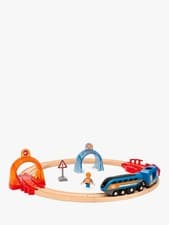 Image of BRIO Smart Tech Sound Action Tunnel Circle Set 33974 14 Piece Train set WOODEN