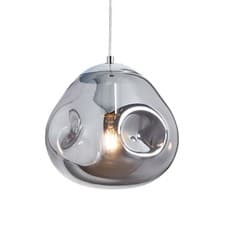 Image of Litecraft 1 Light Ceiling Pendant Dimpled Smoked Tinted Glass - Polished Chrome