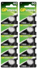 Image of 10x GP CR2025 3V Lithium Coin Cell Battery 2025 DL2025 Car Key Toy