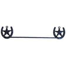 Image of Wall Mount Texas Barn Star/Horseshoe Bathroom Towel Bar Holder/Hanger Bath Rack