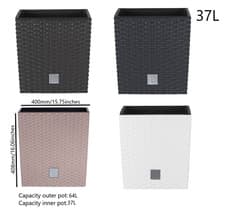 Image of Plant Flower Pot Square Rattan Planter Inner Pot 6 Sizes Garden Patio Home Large