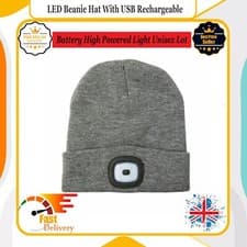 Image of LED Beanie Hat with USB Rechargeable Light - Unisex Outdoor Adventure