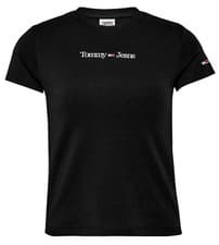 Image of Tommy Jeans Womens Slim Fit Stretch T Shirt Black TJW Serif Linear Black DW14364