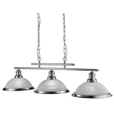 Image of 3 Lights Satin Silver Finish Ceiling Pendant Bar Light With Acid Glass Shades