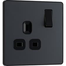 Image of BG Matt Grey 1 Gang Switched Socket 13A Double Pole Wall Outlet Nexus 821MG