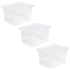 Image of Wham Crystal 25 Litre Storage Box And Lid 3 Pack