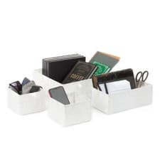 Image of LIVIVO Storage Baskets Set of 4 Grey Woven Strap Organiser Bins