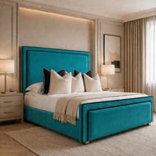 Image of OTTOMAN GAS LIFT STORAGE PANEL UPHOLSTERED FRAME DOUBLE & KING SIZE BED