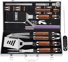 Image of 26pcs Extra Thick Stainless Steel Grill Tool Set for Men, Heavy Duty Grilling Ac