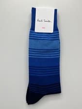 Image of Paul Smith Multi Stripe Baruch Mens cotton Blue Socks *Made in Italy*