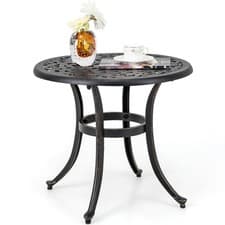 Image of Brown Patio Side Table with Adjustable Footpads – Durable Outdoor Accent Table