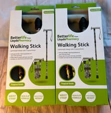 Image of Betterlife 2x Folding Walking Stick, Lightweight, Height Adjustable, tropical