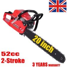 Image of 52cc Heavy Duty Petrol Chainsaw 20" Bar 50 cm Cut 2-Stroke Easy-starting