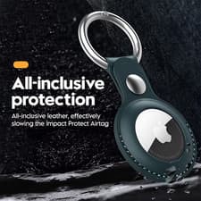 Image of For Apple AirTag Leather Loop Holder Keyring Carry Case Air Tag Tracker Air Tag