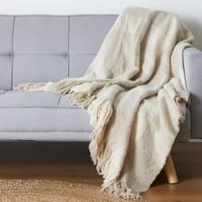 Image of Home Collections Faux Mohair Throw - Cream