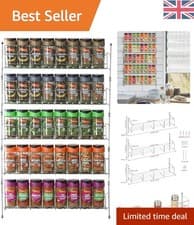 Image of Modern Silver 5-Tier Spice Rack With Wall Mount - Space Saving Kitchen Solution