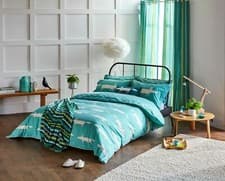 Image of Scion Bedding Mr Fox Teal Duvet Cover, Pillowcase, Cushion, Throw or Curtains