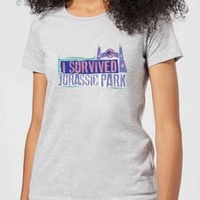 Image of Jurassic Park I Survived Women's T-Shirt | Official Licensed JP Tee | Grey