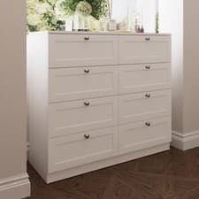 Image of 8 Drawer Chest Of Drawers Deep Design Modern Panelled Fronts Matt White