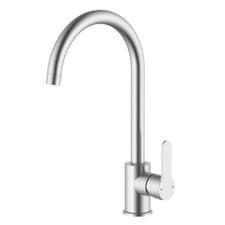 Image of Kitchen Sink Mixer Tap Mono Lever Chrome Swivel Spout Faucet Stainless Steel Tap