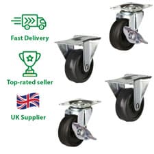 Image of Castors 50mm Rubber Tyres set of 4 Castors