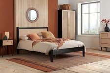 Image of Birlea Croxley Rattan Double size Bed Black Oak