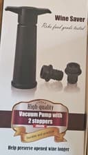 Image of Wine Bottle Saver Pump with 2x Vacuum Bottle Stoppers Black