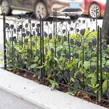 Image of 5 Panels Steel Garden Fence Lawn Border Vines Flower Trellis Landscaping Barrier