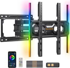 Image of Perlegear Pre-Assembled TV Wall Mount with LED Lights for 26-65 inch Black