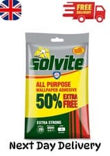 Image of Solvite All Purpose Wallpaper Paste Extra Strong Adhesive Easy Mix Wallpaper Glu