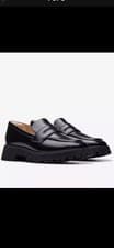 Image of Clarks Ladies STAYSO EDGE Black Leather Loafer Shoes Size 4.5