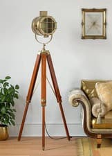 Image of Vintage-Style Tripod Floor Lamp – Chrome Spotlight for Home or Office Decor