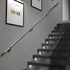 Image of Stainless Steel Indoor Stair Handrail Kit with Brass Brackets & Fittings