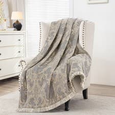 Image of TOPLUXE Throw Blanket for Bed Sofa, Luxury Classic Damask Jacquard Bed Throw