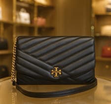 Image of NEW Tory Burch Kira Chevron Black Leather Clutch/Shoulder Bag/Convertible Bag