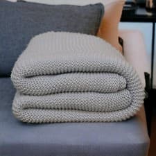 Image of Oversized Chunky Knit Blue Throw Blanket Sofa Bed