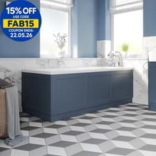 Image of 1700/750mm Bath Panel Pack Front Side End Traditional Bathroom MDF Matt Blue